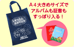 A４大きめサイズでアルバムも証書もすっぽり入る！